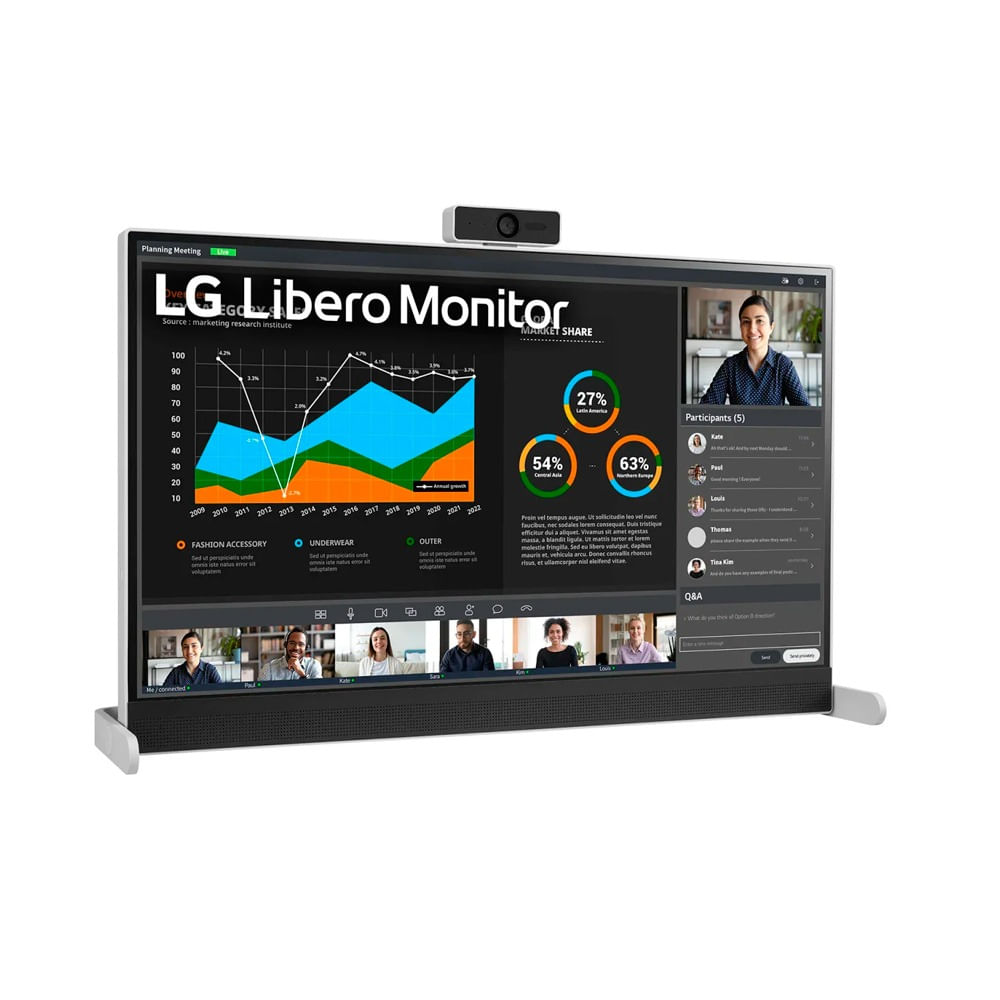 Monitor LG Libero QHD de 27" (2560 x 1440) IPS, con cámara web Full HD desmontable, HDMI, USB Tipo C, blanco