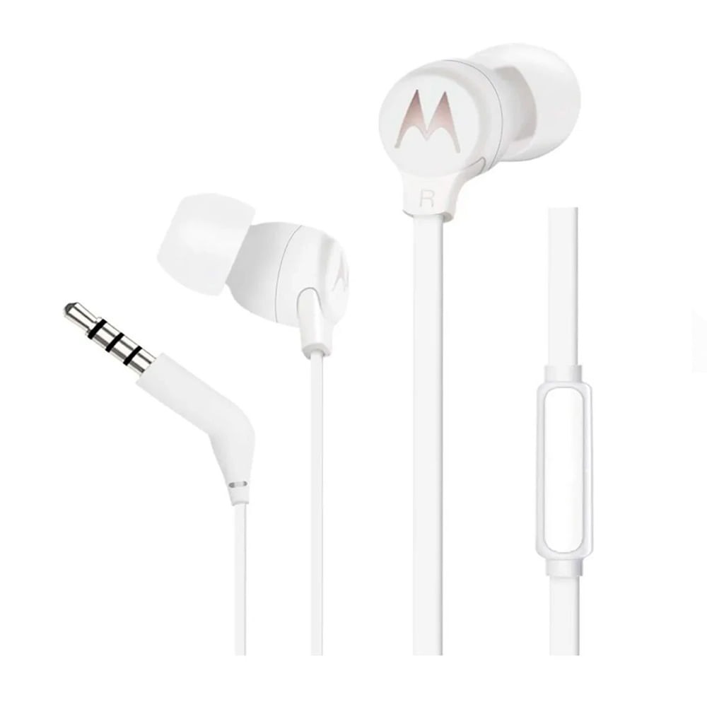 Imagen 2 del producto Audífonos in ear con micrófono Motorola Earbuds 3 conector 3.5 mm, dynamic bass, control de música y llamadas, blanco (reempacado)