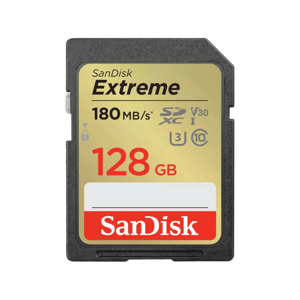 Imagen 1 del producto Memoria SDXC Sandisk Extreme 128GB 180MB/s, Clase 10 UHS-I V30 U3 SDXC, Full HD 4K RAW