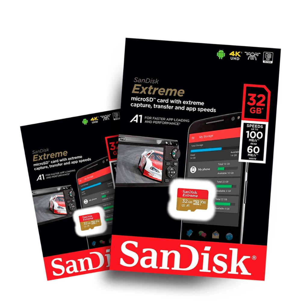 Imagen 2 del producto Memoria Sandisk Extreme, Micro SD, 32GB, 100MB/s, para video 4K UHD