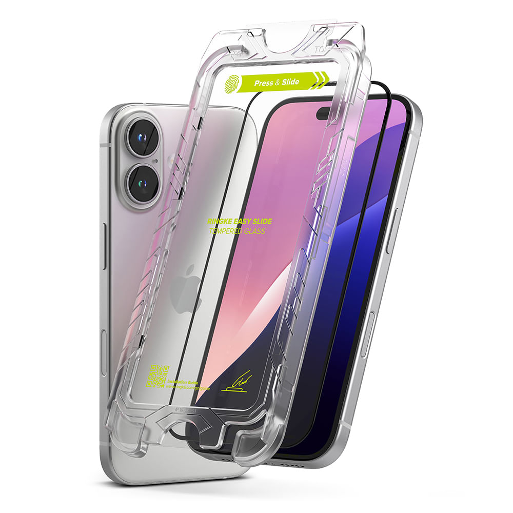 Imagen 1 del producto Protector de pantalla para iPhone 16 Plus / 15 Plus, easy slide con instalador, 2 unidades