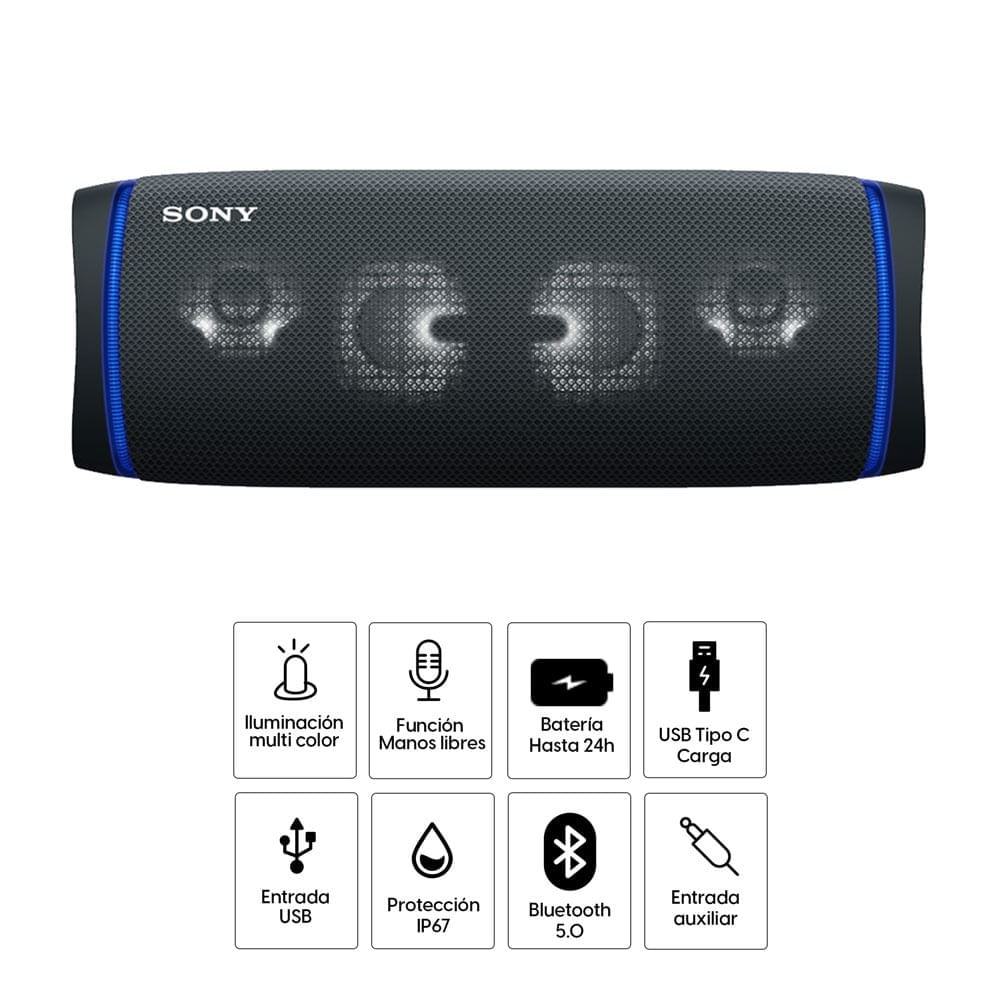 Imagen 2 del producto Reacondicionado: Parlante bluetooth portátil Sony Extra Bass XB43 led, IP67, máx. 24 horas, negro