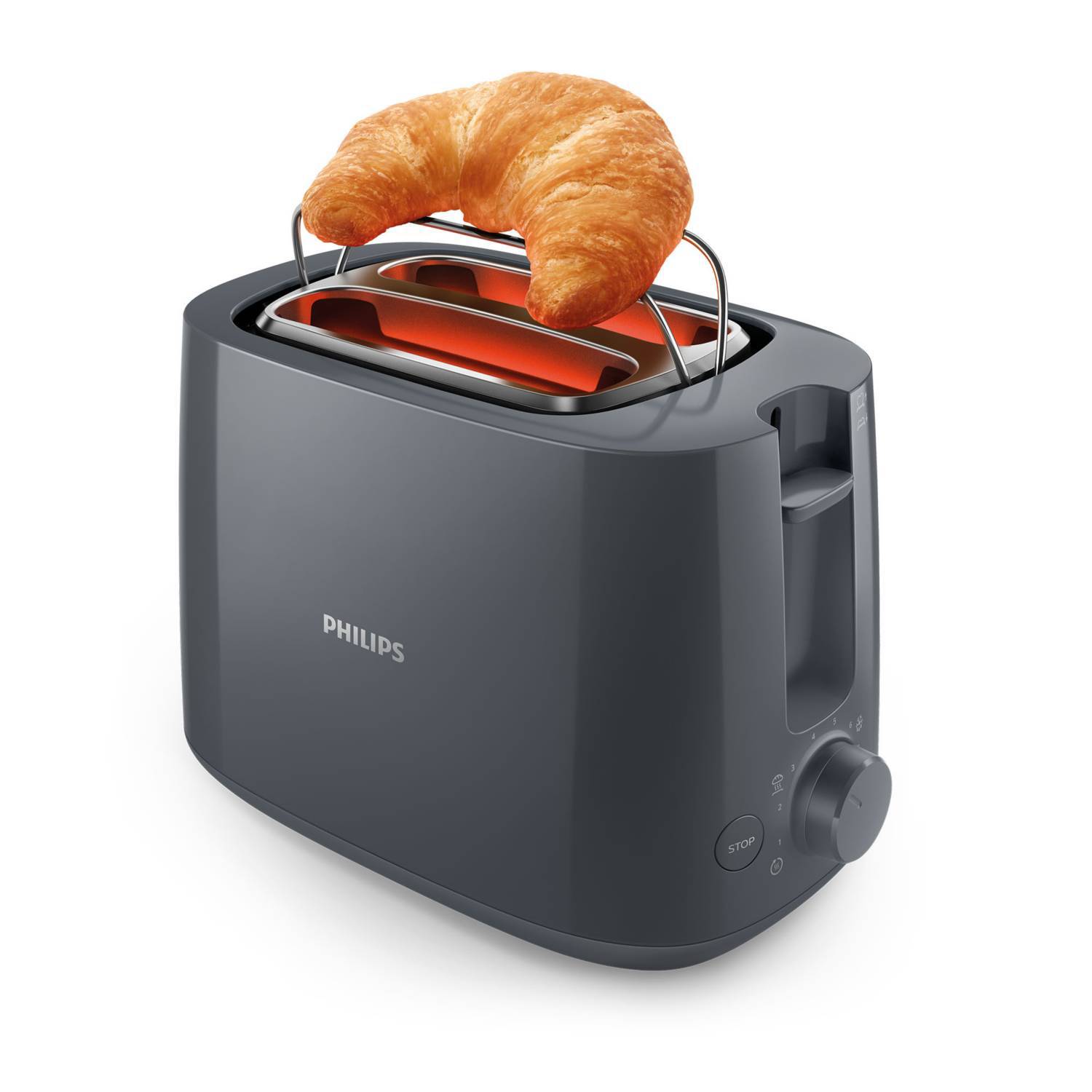 Imagen 2 del producto Tostadora eléctrica, 900W, 8 niveles de tostado, 2 ranuras, bandeja recogemigas, negro