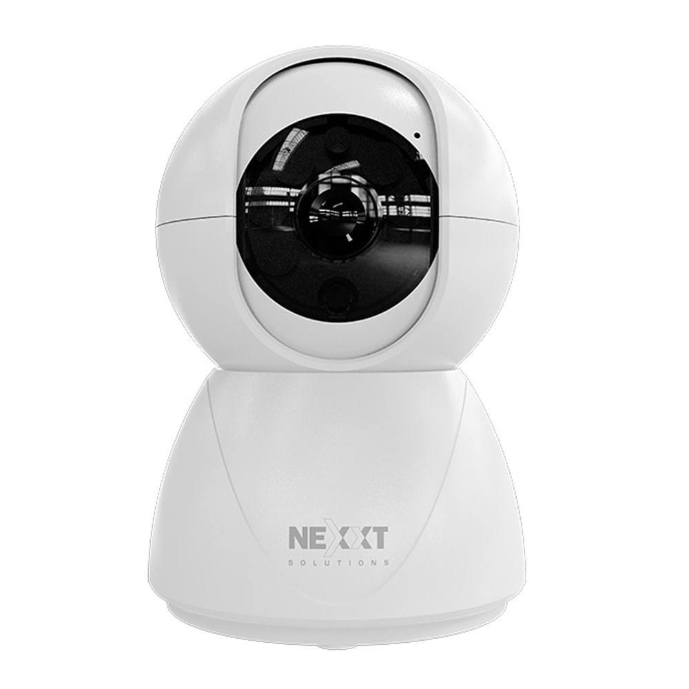 Cámara de seguridad interna Nexxt NHC-IP10 2K, visión nocturna, detección de movimiento, comunicación bidireccional, control de voz, RJ45, blanco