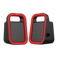 Reacondicionado: Parlantes para pc Radioshack, conexión usb 2.0 y 3.5 mm, 3W x2, negro con rojo