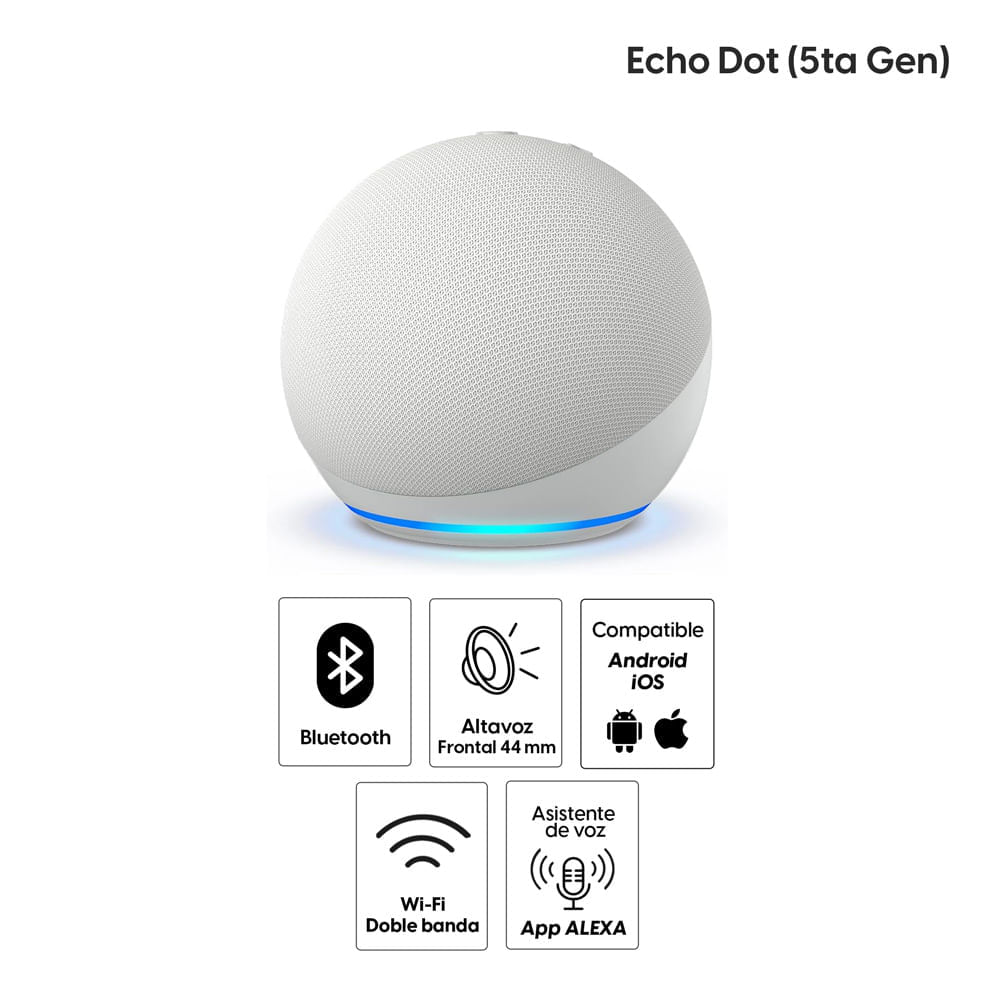 Imagen 2 del producto Reacondicionado: Parlante inteligente Amazon Echo Dot 5ta generación, control de voz, Alexa, Wi-Fi, sensor de temperatura y movimiento, blanco