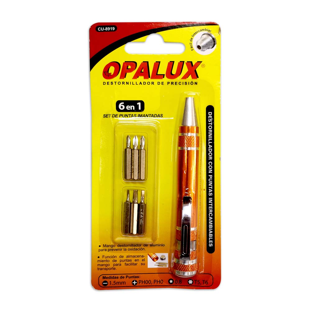Imagen 2 del producto Reacondicionado: Destornillador de bolsillo Opalux 6 puntas, tipo lapicero