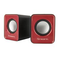 Reacondicionado: Parlantes para pc Coolbox Teraware, conexión usb 2.0 y 3.5 mm, 3W x2, 7.8cm x 6.1cm, negro con rojo