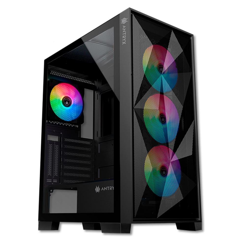 Imagen 1 del producto Gabinete Antryx RX-250, USB3.0, FRGB FAN X4, panel lateral de vidrio templado