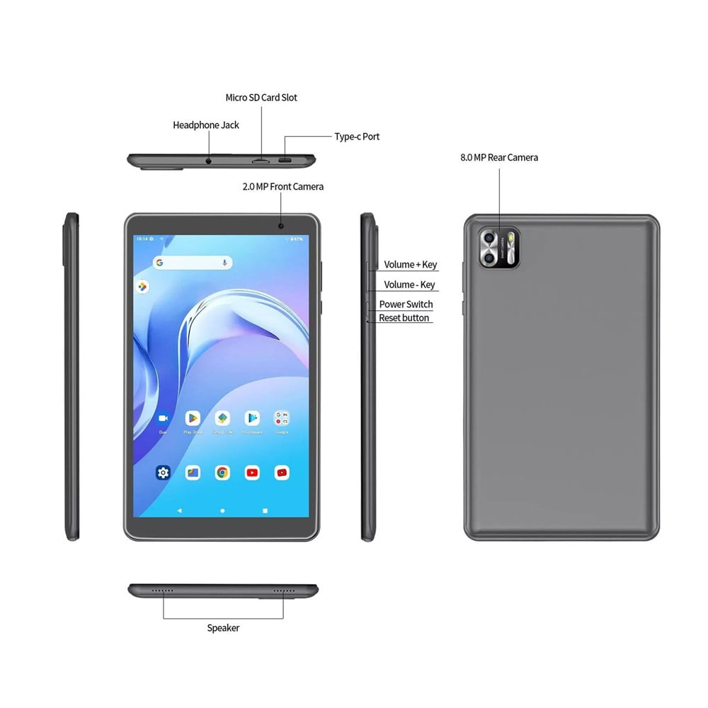 Imagen 2 del producto Tablet Pritom TAB-8 64GB 4GB, gris