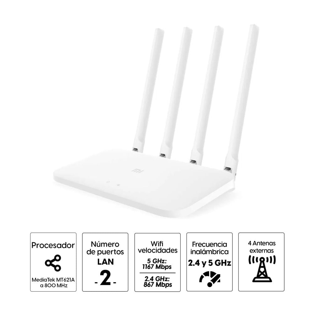 Imagen 2 del producto Router Xiaomi Mi Router 4A, doble banda, 1000Mbps, 4 antenas 6dB, 3 puertos Gigabit (reempacado)