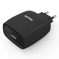 Cargador de pared Philips 1 puerto usb, 2.1 A, carga rápida, negro (reempacado)