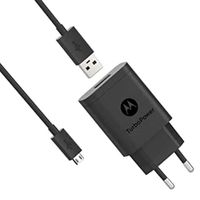Cargador de pared + cable Motorola Turbo Power usb a micro usb, 18W, QC 3, 1 m, negro (reempacado)