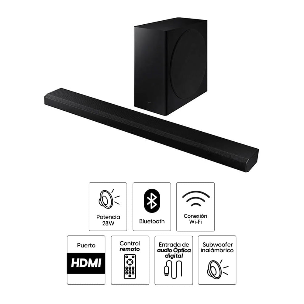 Imagen 2 del producto Reacondicionado: Barra de sonido Samsung HW-Q800A con subwoofer inalámbrico, 3.1.2 canales, 28W