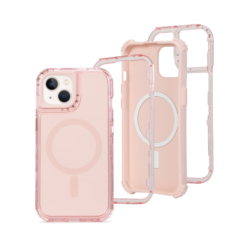 Case para iPhone 13/14 Protección 360°, con Magsafe para carga inalámbrica, rosado