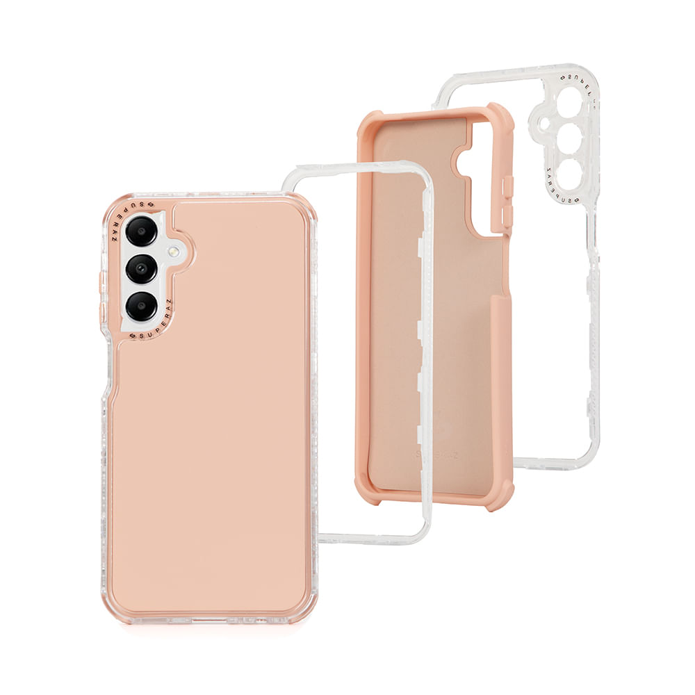 Case para Samsung Galaxy A15 protección 360, 3 capas de protección, rosado