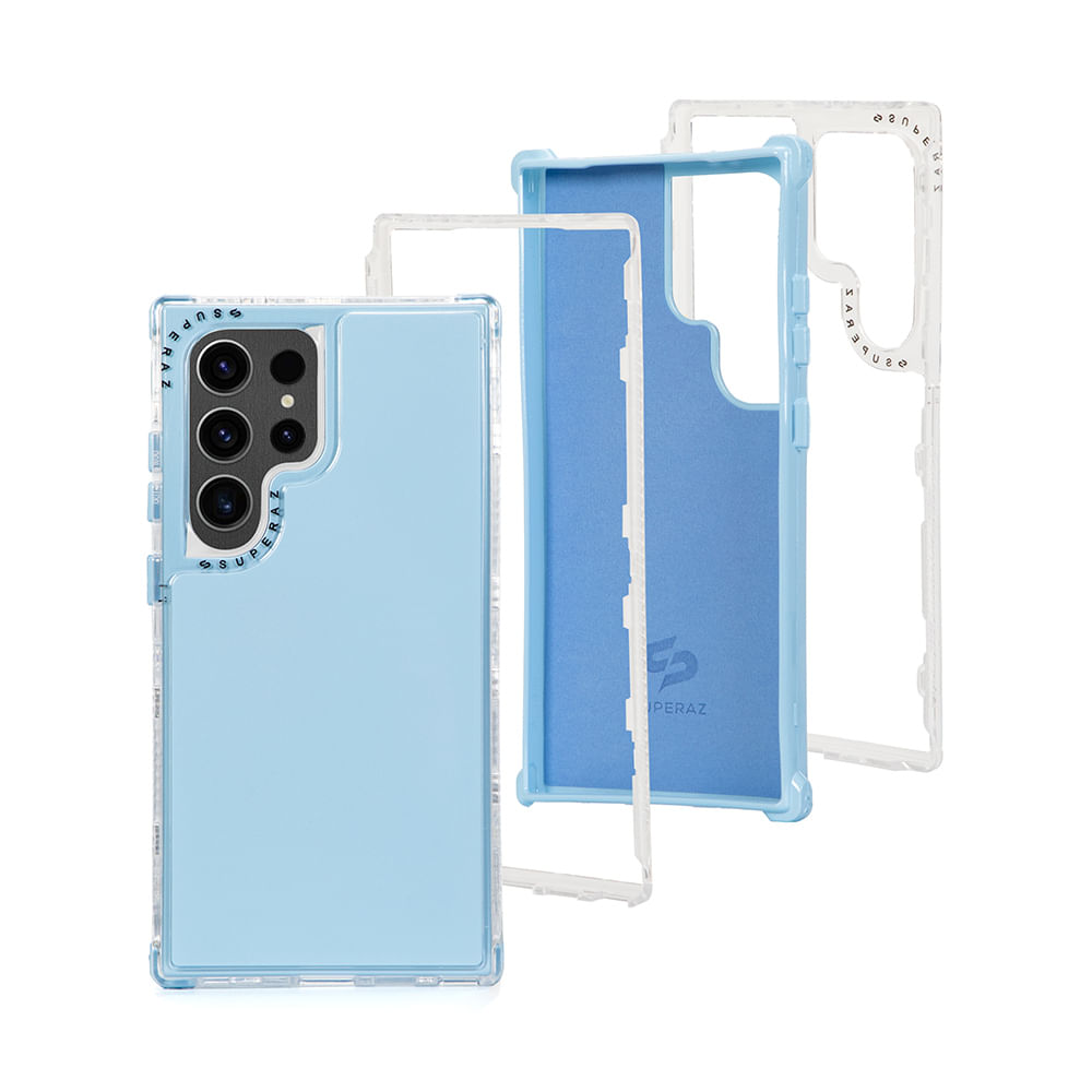 Case para Samsung Galaxy S24 Ultra protección 360, 3 capas de protección, celeste