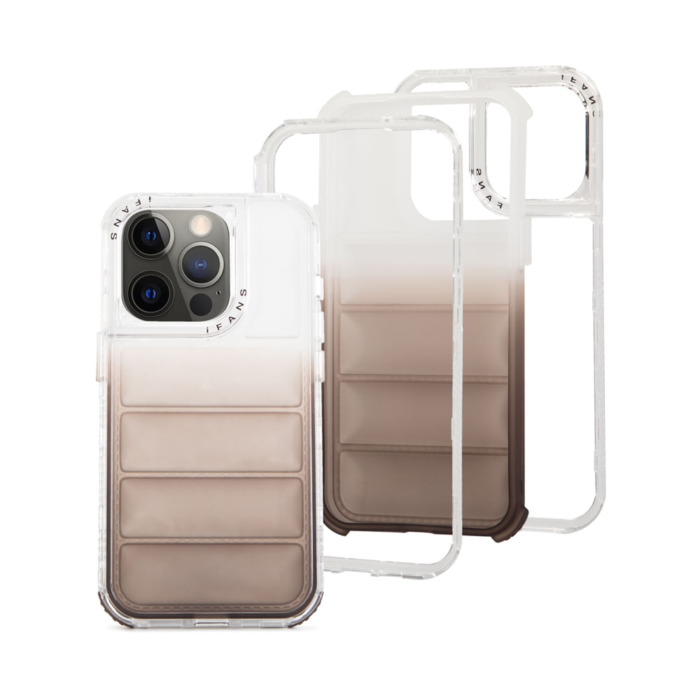Case para iPhone 12/12 Pro, Protección 360 acabado puffer, degradado marrón