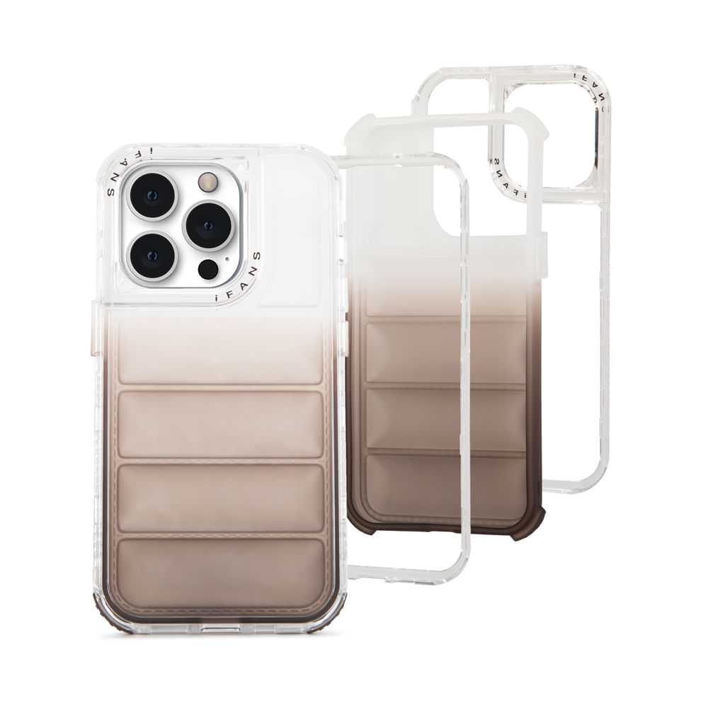 Case para iPhone 13 Pro, Protección 360 acabado puffer, degradado marrón