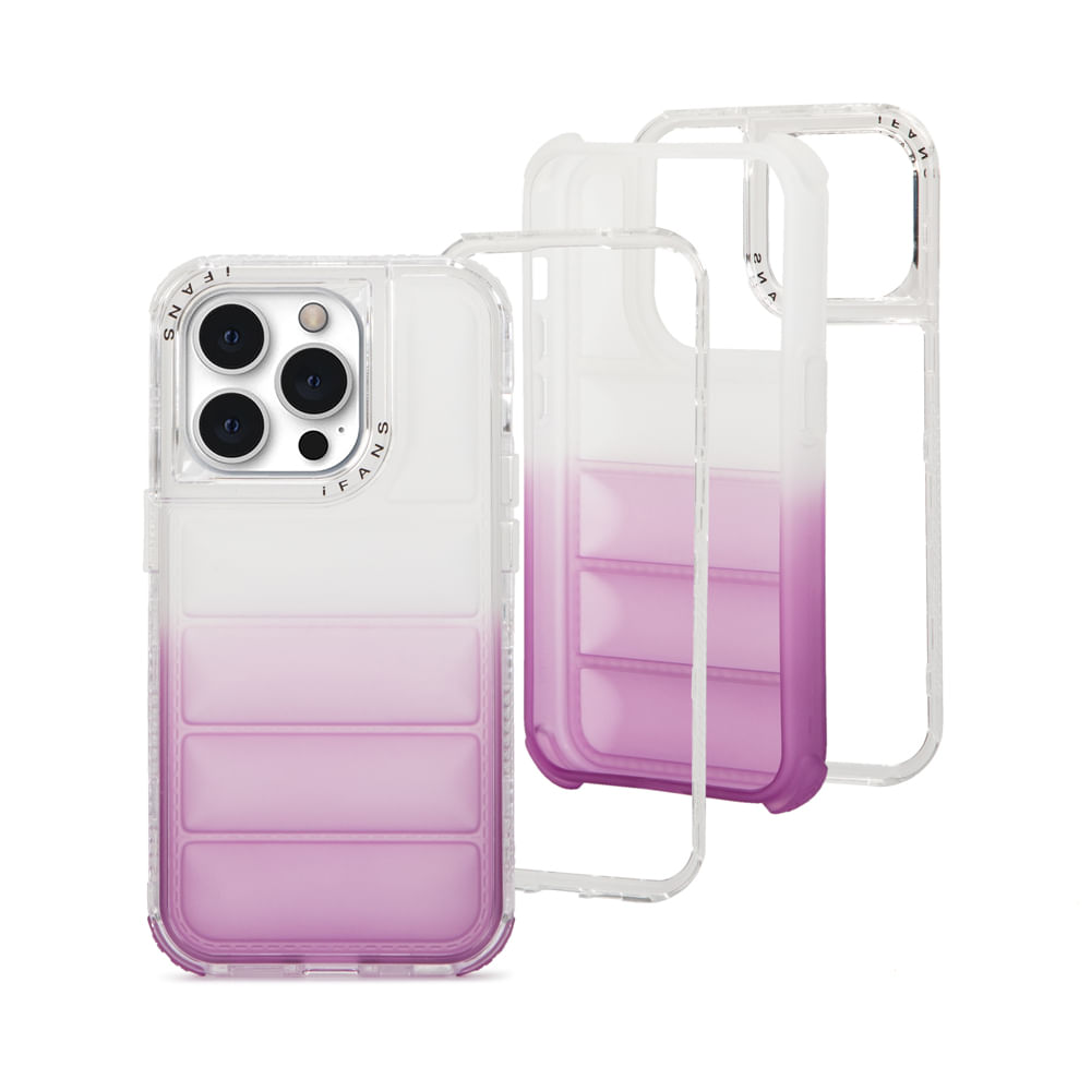 Case para iPhone 13 Pro Protección 360 acabado puffer, degradado morado