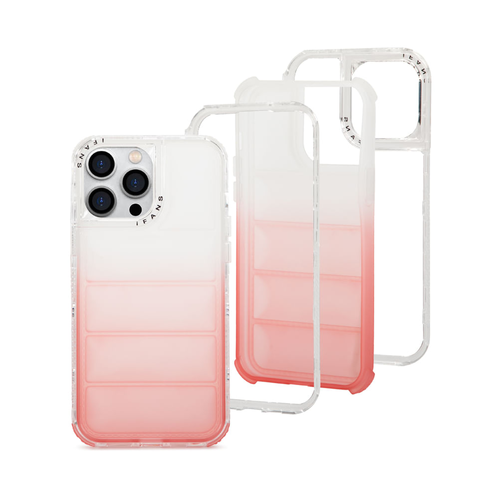 Case para iPhone 14 Pro Max, Protección 360 acabado puffer, degradado rosado