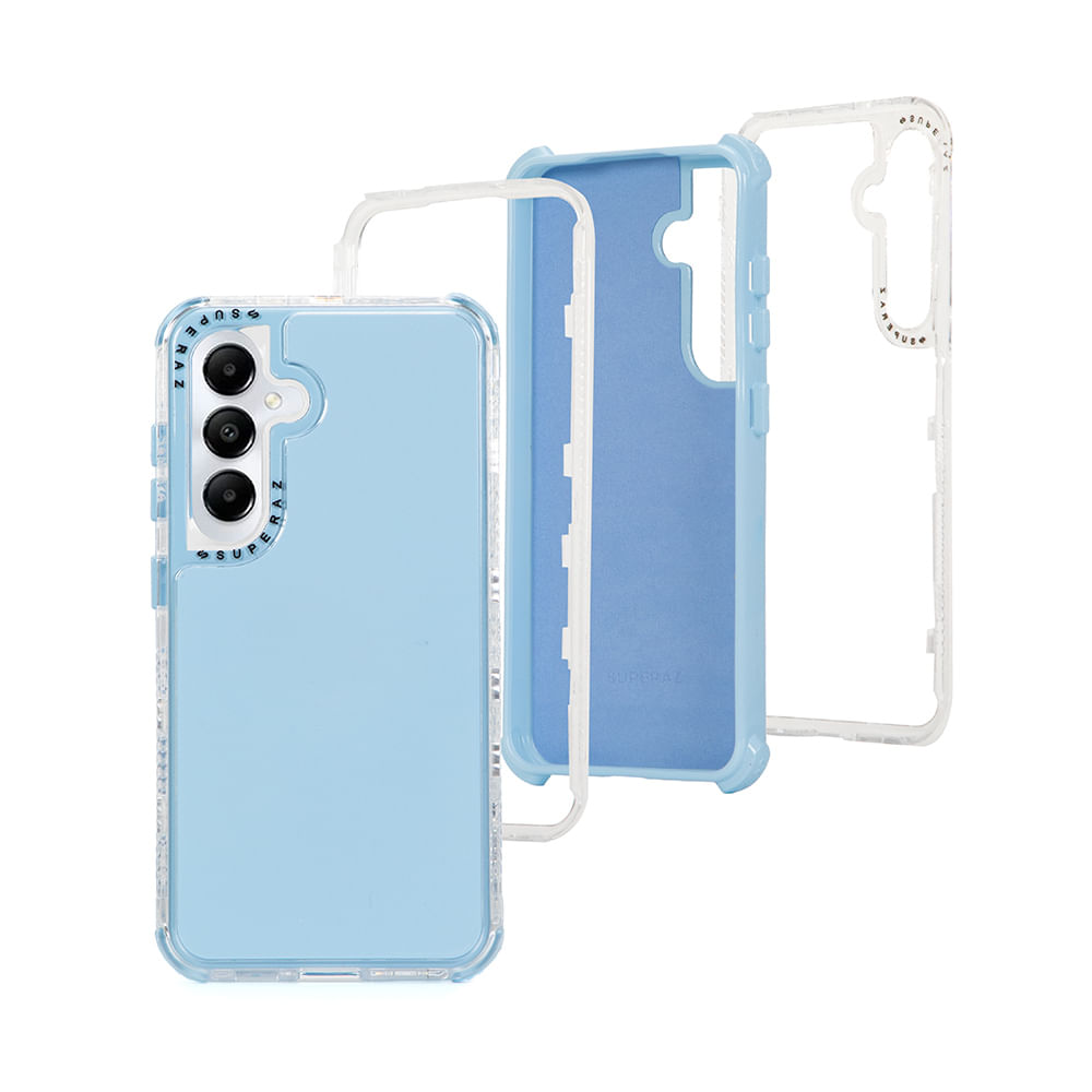 Case para Samsung Galaxy A55 protección 360, 3 capas de protección, celeste