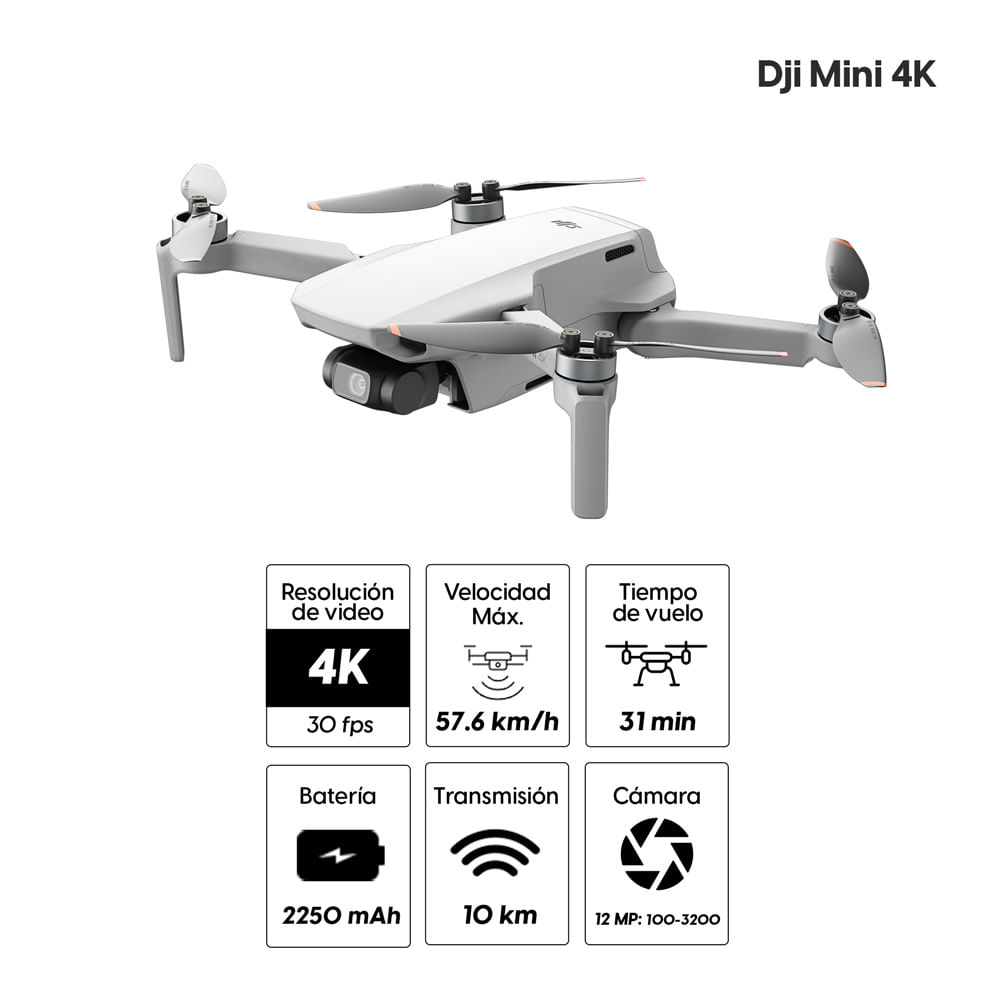 Imagen 2 del producto Drone DJI Mini con control remoto RC-N1C, grabación en 4K, estabilización digital, vuelo hasta 31 minutos, distancia máx. de vuelo 10 km