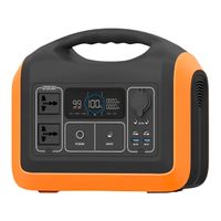 Estación de energía portátil 1200W, 9 salidas, color negro con anaranjado