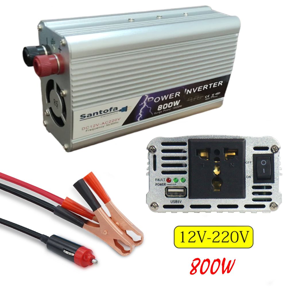 Imagen 2 del producto Inversor de corriente Santofa 12v a 220v, 2 usb, 800w, DC a AC