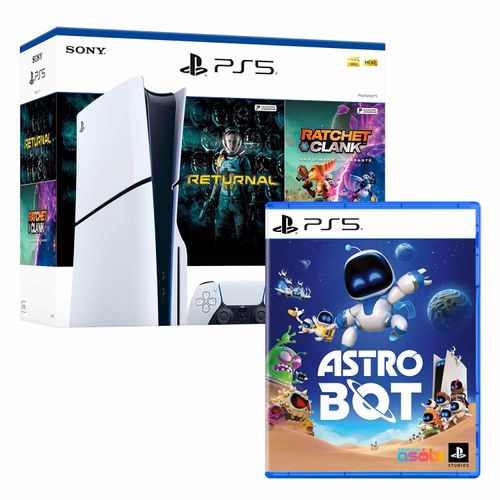 Consola PlayStation 5 Slim con lector de discos + 2 juegos digitales con cupón (Returnal y Ratchet & Clank) + Juego Astro Bot