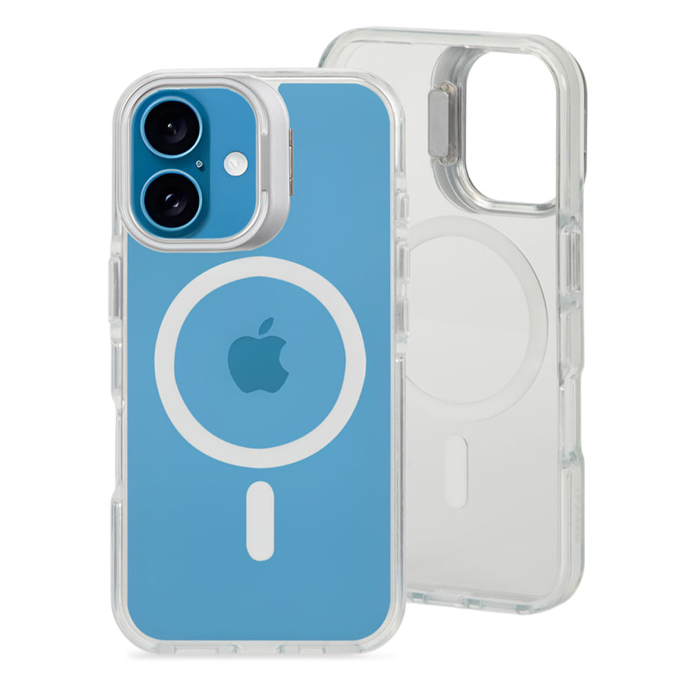 Case para iPhone 16 con MagSafe para carga inalámbrica, con soporte de cámara, rígido, transparente