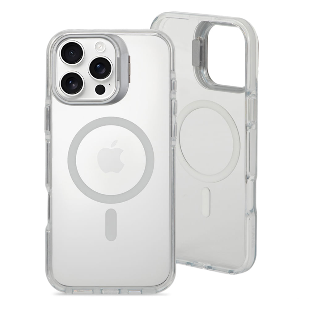 Case para iPhone 16 Pro Max con MagSafe para carga inalámbrica, con soporte de cámara, rígido, transparente