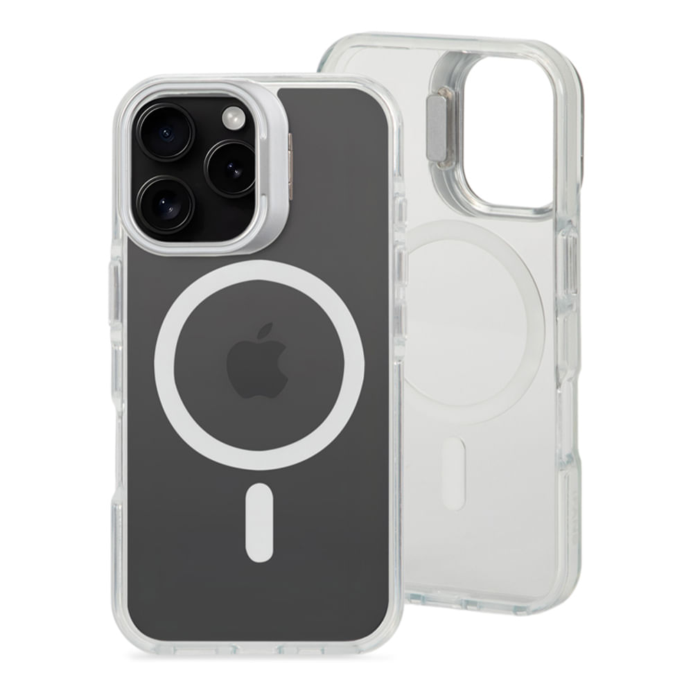 Case para iPhone 16 Pro con MagSafe para carga inalámbrica, con soporte de cámara, rígido, transparente