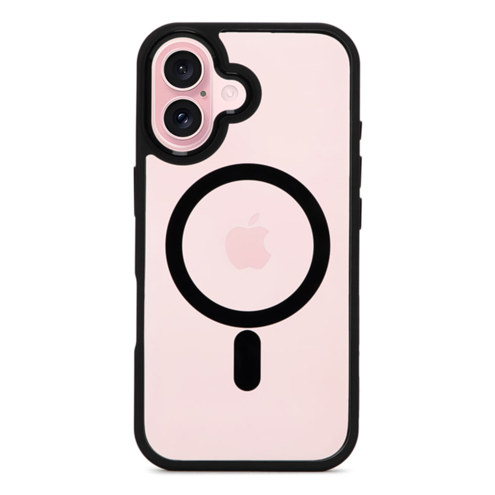 Imagen 2 del producto Case para iPhone 16 con MagSafe para carga inalámbrica, rígido, transparente con negro