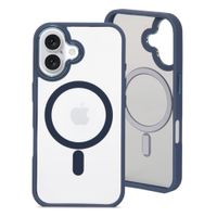 Case para iPhone 16 con MagSafe para carga inalámbrica, rígido, transparente con azul