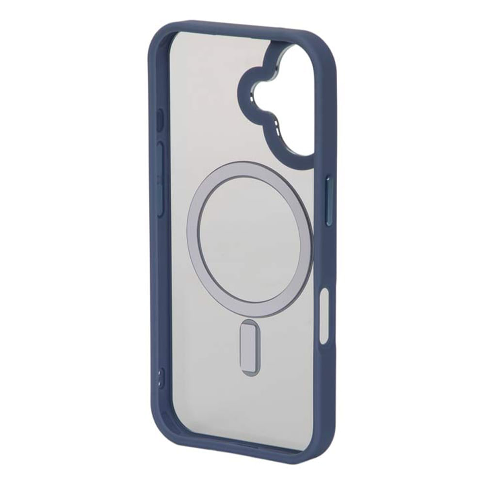 Imagen 2 del producto Case para iPhone 16 con MagSafe para carga inalámbrica, rígido, transparente con azul