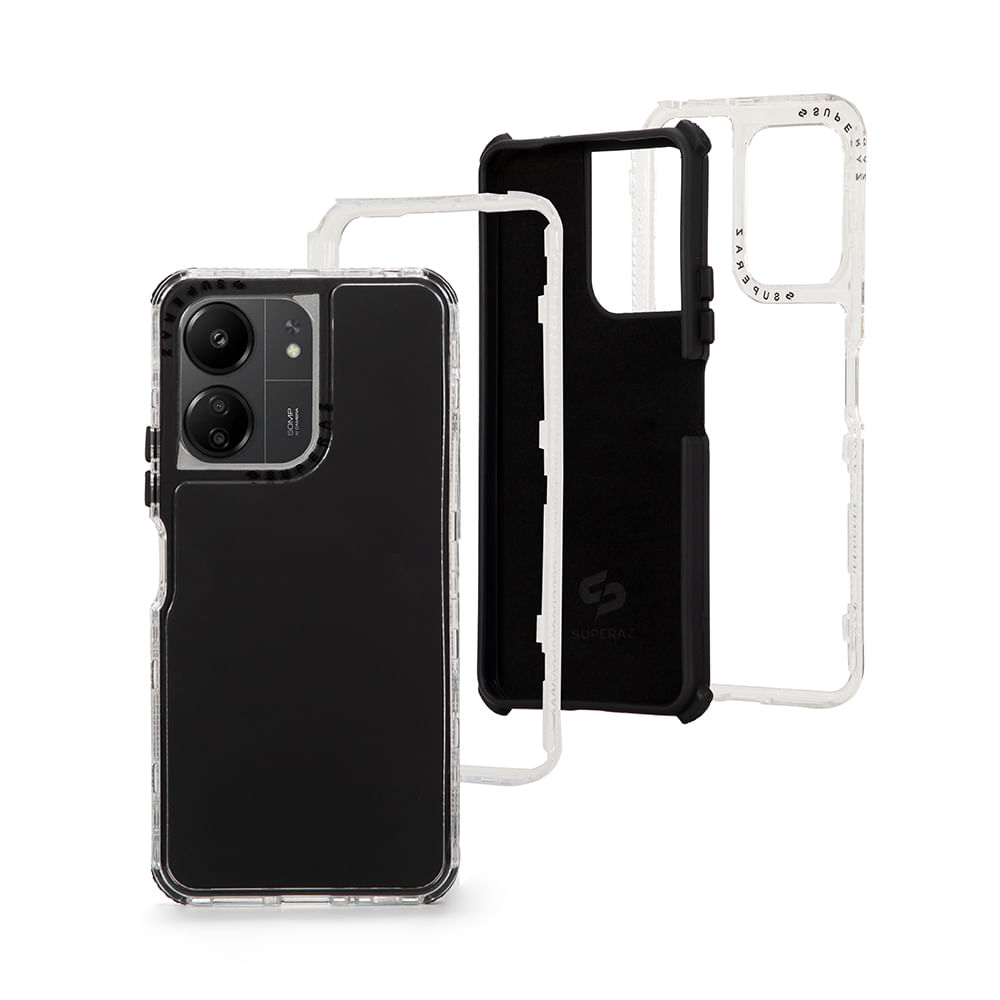 Case para Redmi 13C, protección 360, 3 capas de protección, negro