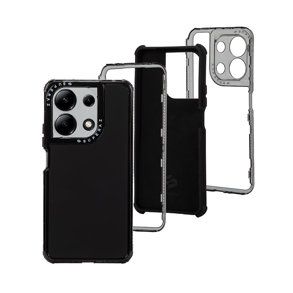 Case para Redmi Note 13, protección 360, 3 capas de protección, negro