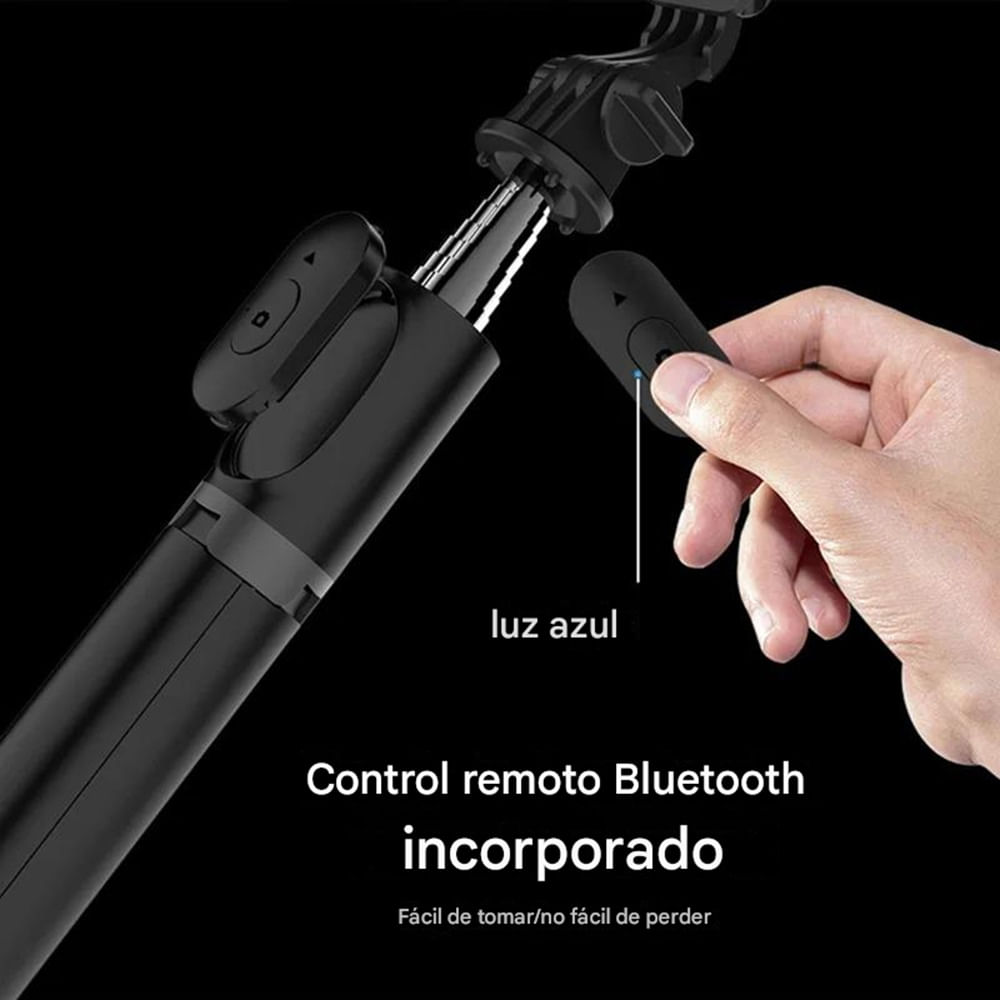 Imagen 2 del producto Selfie Stick Coolbox GMobile Q01 trípode, plegable, con control remoto bluetooth, extendible hasta 1m, negro