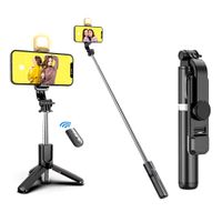 Selfie Stick Coolbox GMobile Q12S trípode, plegable, con control remoto bluetooth y con luz, extendible hasta 70 cm, negro