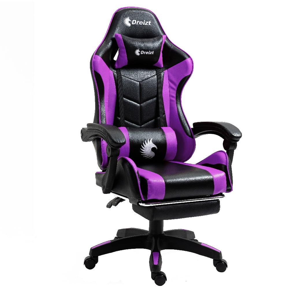 Silla gamer ergonómica Dreizt Shine Series, máx 120 kg, inclinación 155°, purpura
