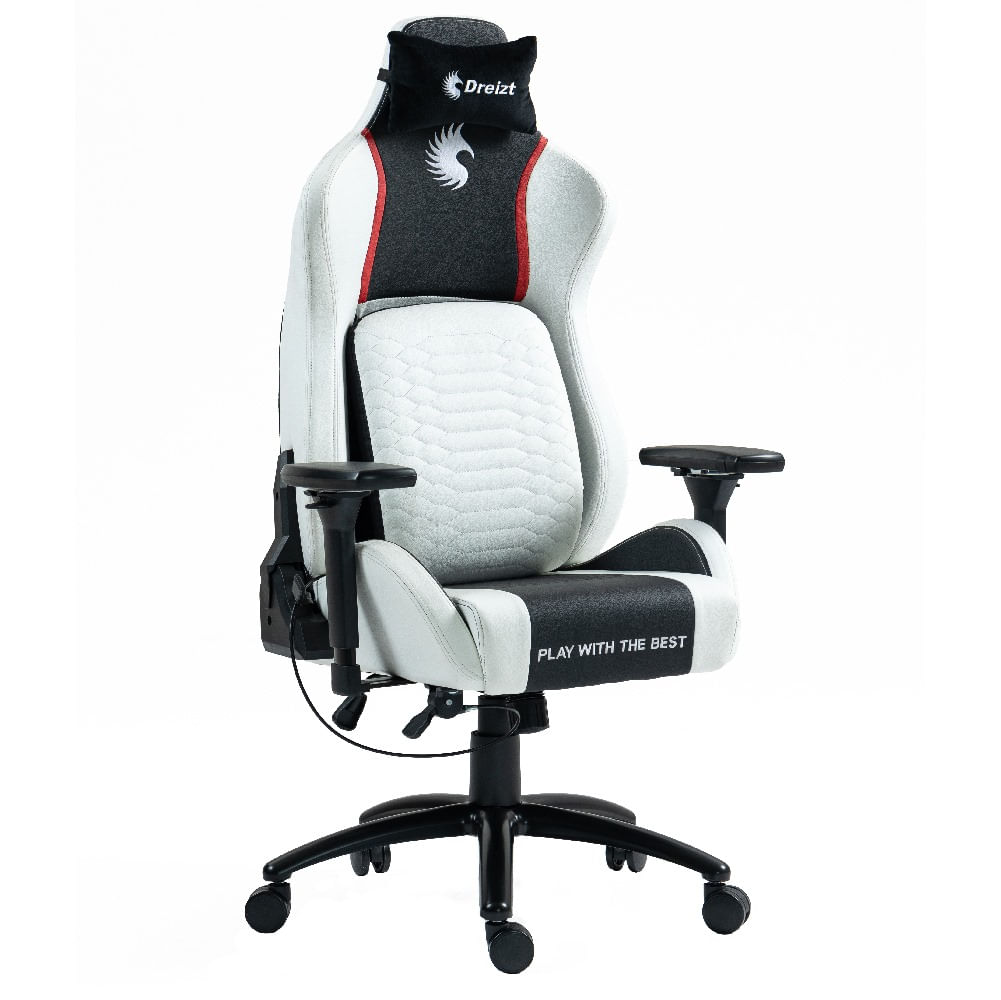 Silla Gamer Dreizt Titan Series Premium, almohadilla inteligente reclinable Gas Lift clase 5, blanco