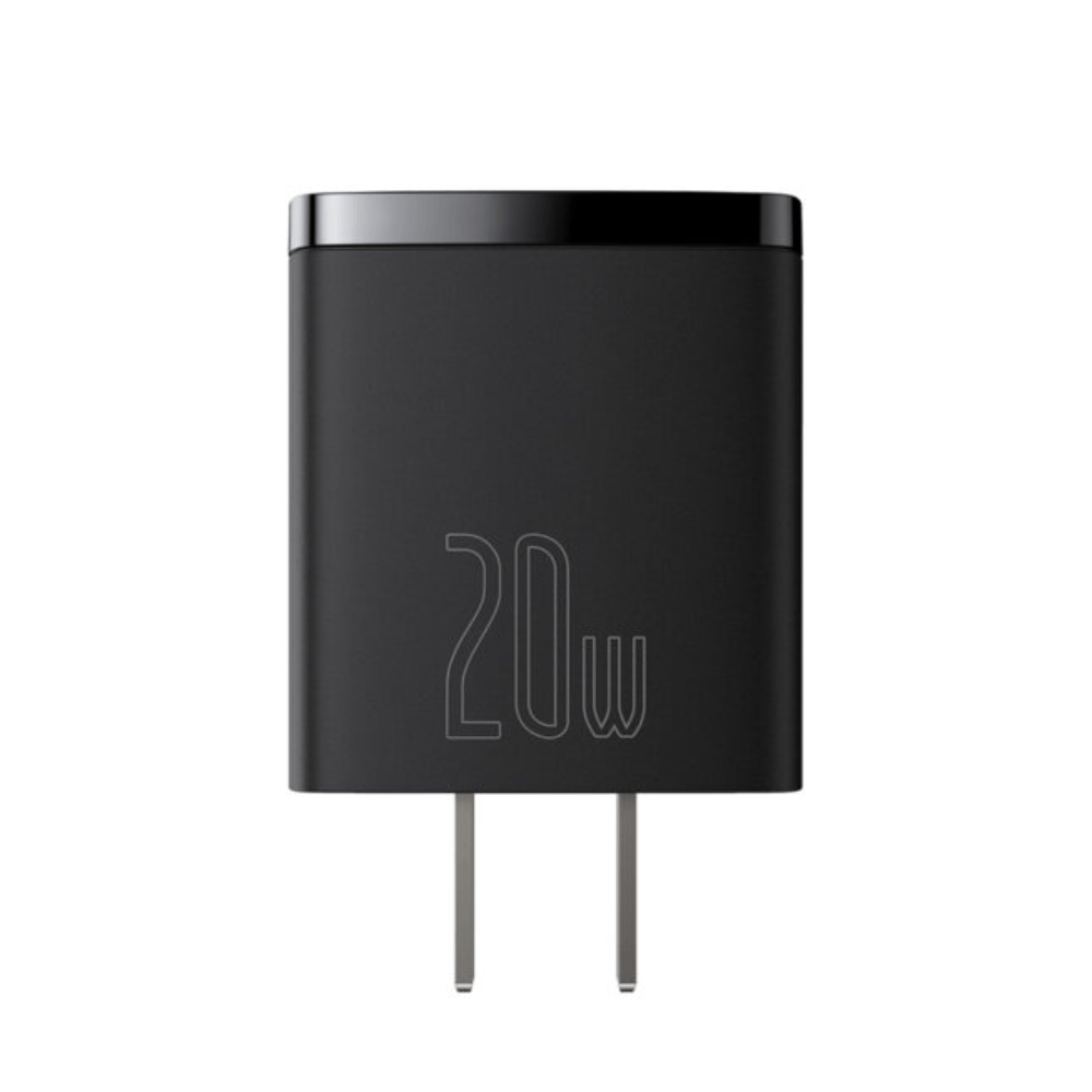 Imagen 2 del producto Cargador de pared Baseus tipo USB y USB-C, cable Lightning, 20W, 1m, negro