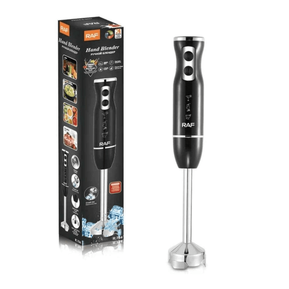 Batidora de mano inmersión RAF R.784 1600W, 2 velocidades, capacidad 0.5 litros, negro