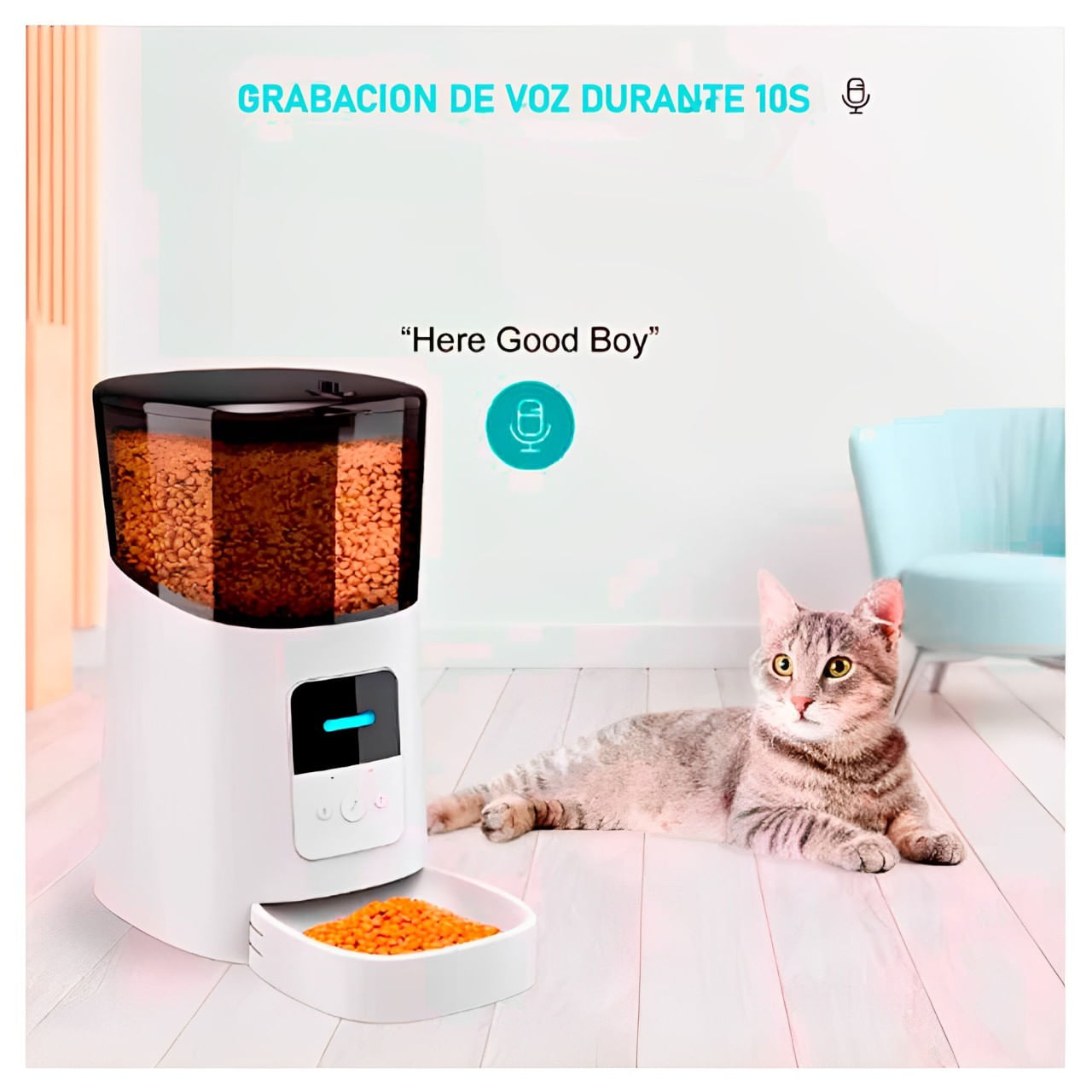 Imagen 2 del producto Dispensador de comida Boomers para mascotas, 6 litros, automático, Wi-Fi, blanco