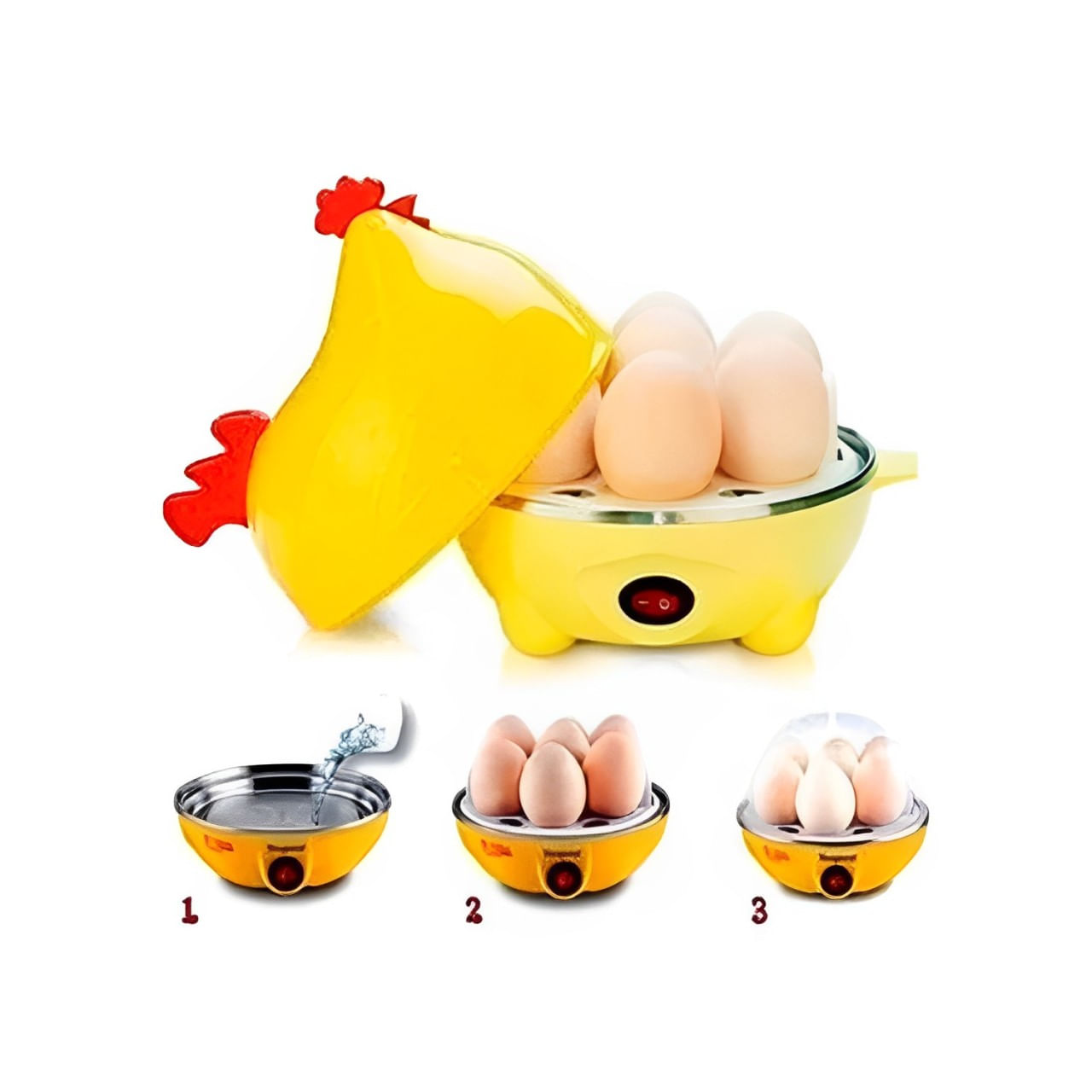 Imagen 2 del producto Hervidor de huevos automático, 30W, hasta 7 unidades, amarillo