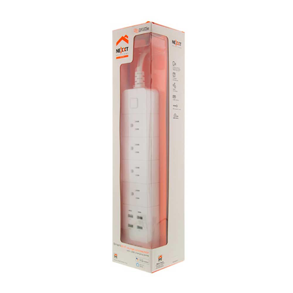 Imagen 2 del producto Reacondicionado: Extensión inteligente Wi-Fi Nexxt 4 tomacorrientes universales y 4 puertos de carga USB 220V 1.8m