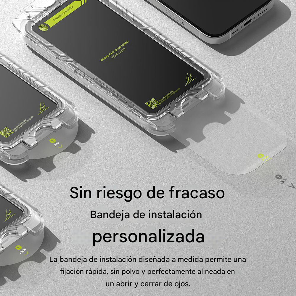 Imagen 2 del producto Protector de pantalla para iPhone 16 Plus / 15 Plus, easy slide con instalador, 2 unidades