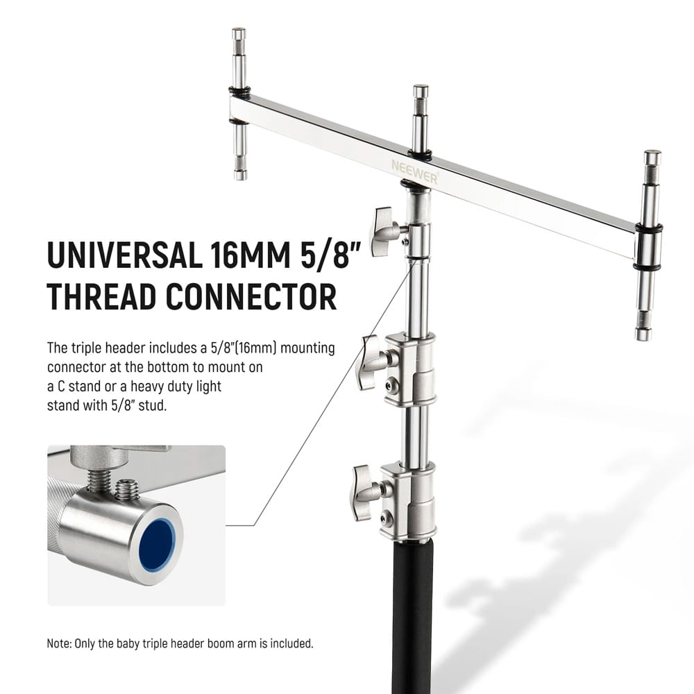Imagen 2 del producto Cabezal para CSTAND con triple soporte Neewer UA005 acero inoxidable, silver