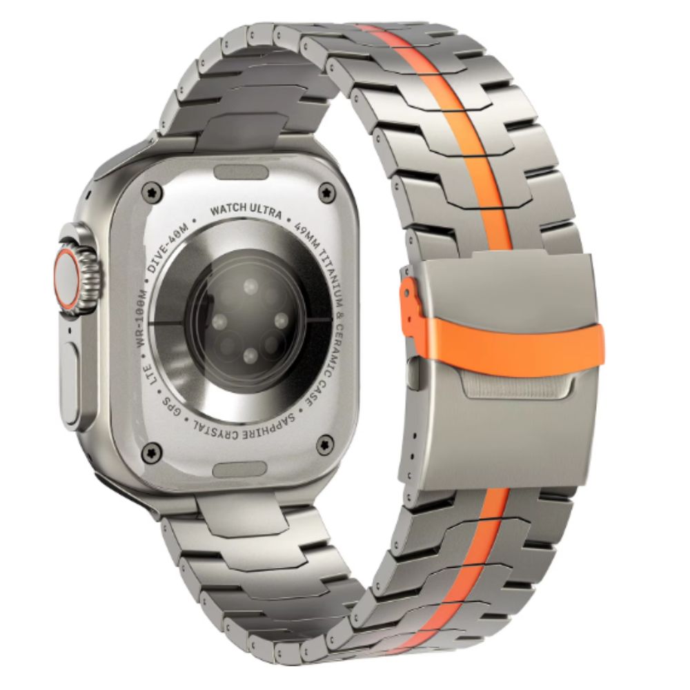 Correa de titanio para Apple Watch Iron Man Orange Stripe, material de titanio